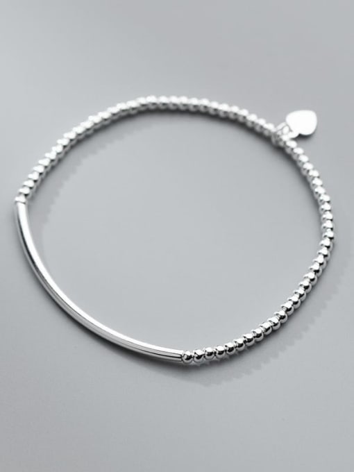 Rosh 925 Sterling Silver Bead Geometric Minimalist Beaded Bracelet