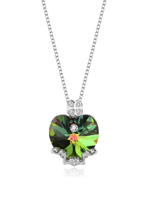 JYXZ 038 (gradient green) 925 Sterling Silver Austrian Crystal Heart Classic Necklace