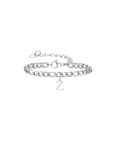 Z Stainless steel Letter Hip Hop Link Bracelet