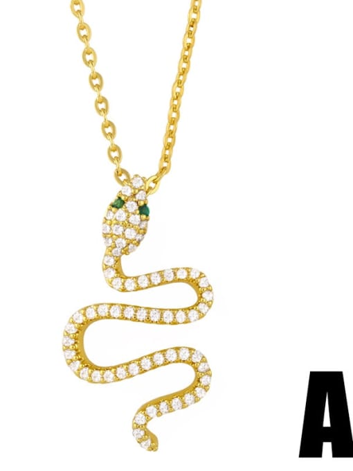 A Brass Cubic Zirconia Snake Vintage Necklace