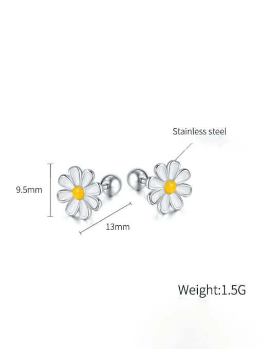 Open Sky Titanium Steel Enamel Flower Minimalist Stud Earring 3