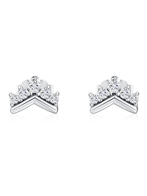 silver 925 Sterling Silver Cubic Zirconia Triangle Classic Stud Earring