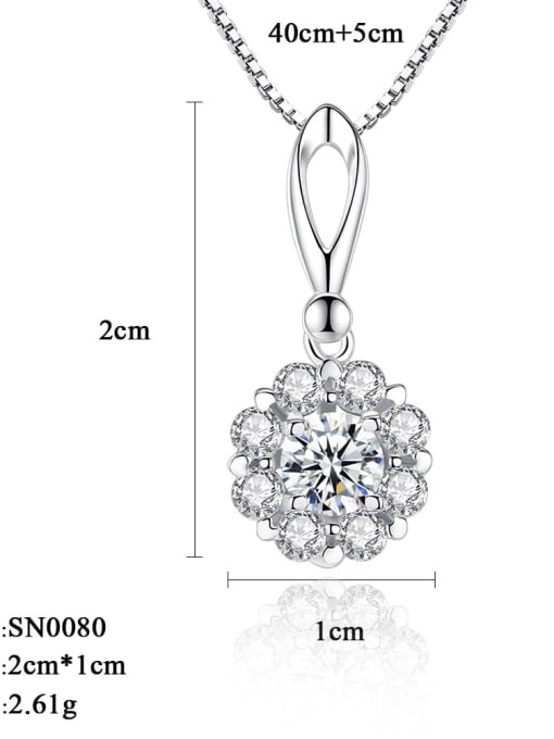 CCUI 925 sterling silver simple flower Cubic Zirconia Pendant Necklace 3