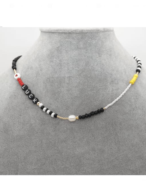 Roxi Stainless steel Bead Multi Color Letter Bohemia Necklace 1