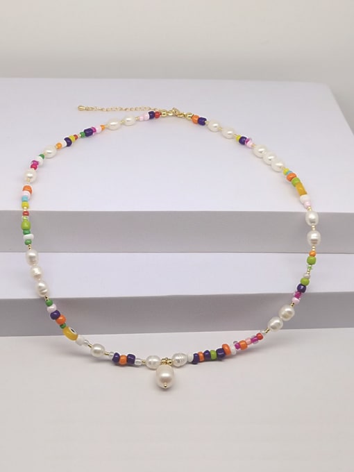 MMBEADS Freshwater Pearl Multi Color Glass bead Bohemia Necklace 2