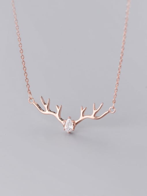 Rosh 925 Sterling Silver Cubic Zirconia Deer Minimalist Christmas Necklace 1