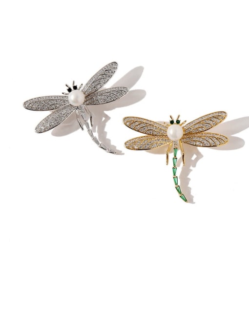 My Model Copper Cubic Zirconia White Dragonfly Luxury Brooches 2