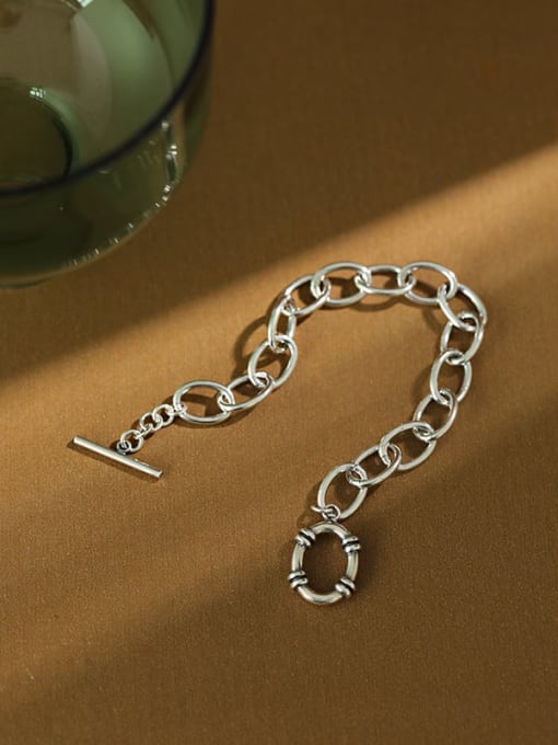 DAKA 925 Sterling Silver Hollow Geometric Vintage Link Bracelet 1
