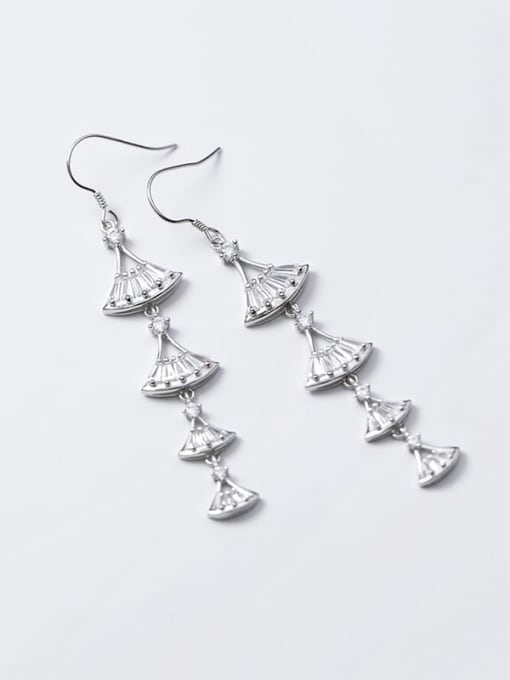 Rosh 925 Sterling Silver Cubic Zirconia Triangle Dainty Hook Earring 3