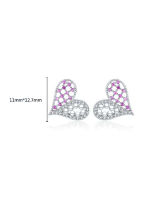 MODN 925 Sterling Silver Imitation Pearl Heart Minimalist Stud Earring 3