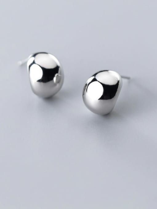 Rosh 925 Sterling Silver Smooth Round Minimalist Stud Earring 1