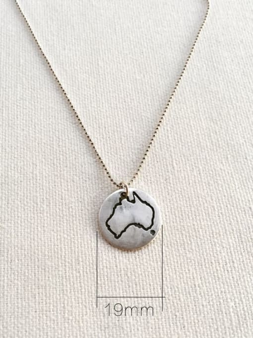 Boomer Cat 925 Sterling Silver Round map Trend Initials Necklace 2