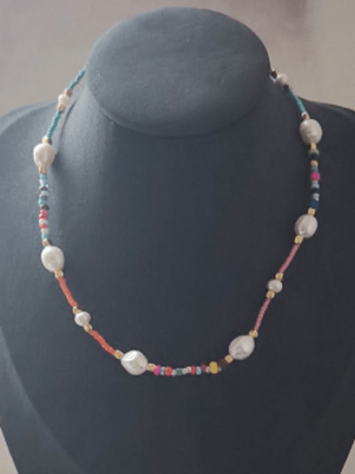 MMBEADS Freshwater Pearl Multi Color Geometric Bohemia Miyuki beads  Necklace 1