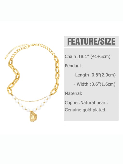 CC Brass Imitation Pearl Geometric Hip Hop Multi Strand Necklace 3