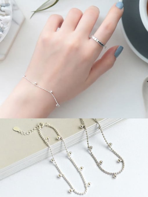 DAKA 925 Sterling Silver Bead Round Minimalist Beaded Bracelet 2