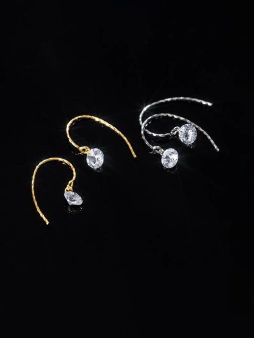 Rosh 925 Sterling Silver Cubic Zirconia Geometric Minimalist Hook Earring 0