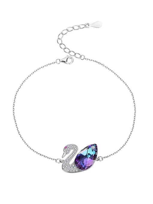 JYSL 004 (gradual purple) 925 Sterling Silver Austrian Crystal Swan Classic Bracelet