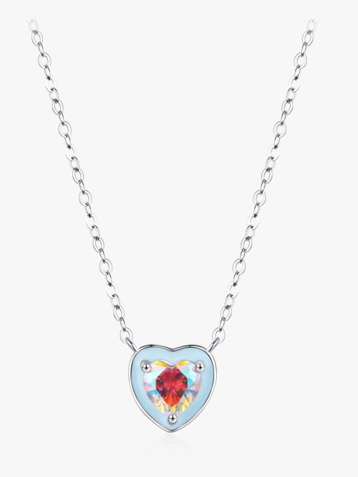 MODN 925 Sterling Silver Cubic Zirconia Heart Dainty Necklace 0