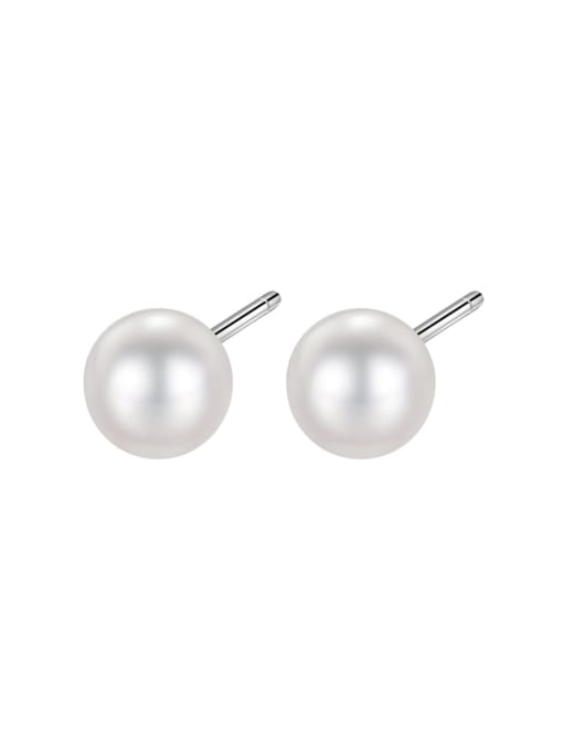 XBOX 925 Sterling Silver Imitation Pearl Round Minimalist Stud Earring 2