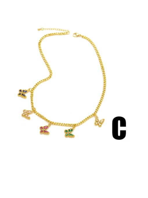 C Brass Cubic Zirconia Flower Trend Necklace