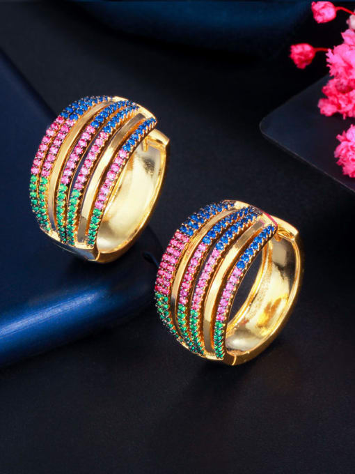 L.WIN Brass Cubic Zirconia Geometric Luxury Stud Earring 0