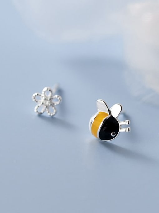 Rosh 925 Sterling Silver Enamel Bee Cute Stud Earring 2