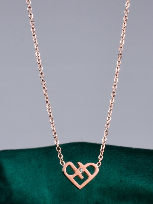 A TEEM Titanium hollow Heart Minimalist pendant Necklace