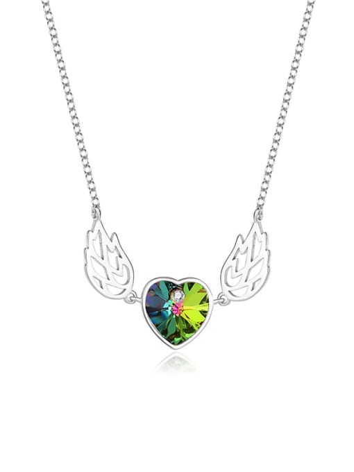 JYXZ 036 (gradient green) 925 Sterling Silver Austrian Crystal Wing Classic Necklace