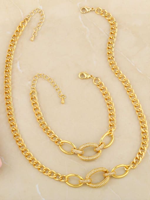CC Brass Cubic Zirconia Hollow Geometric chain Vintage Necklace 4