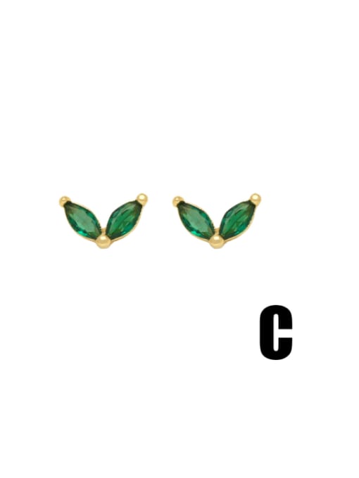 C Brass Heart Minimalist Stud Earring