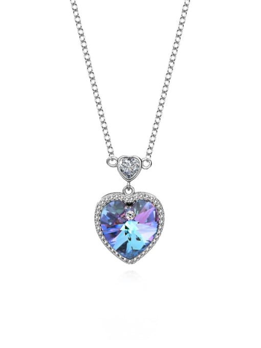 JYXZ 115 (gradient purple) 925 Sterling Silver Austrian Crystal Heart Classic Necklace
