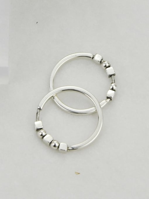 SHUI Vintage Sterling Silver With Platinum Plated Simplistic Smooth Geometric Free Size Rings 1