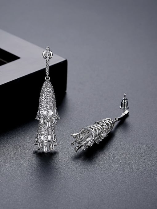 Platinum Brass Cubic Zirconia Bell Luxury Cluster Earring
