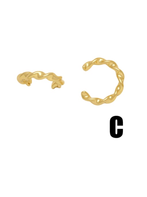 CC Brass Geometric Hip Hop Clip Earring 3