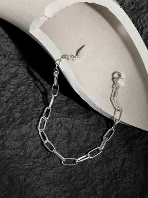 DAKA 925 Sterling Silver Hollow Geometric Chain  Minimalist Link Bracelet 1
