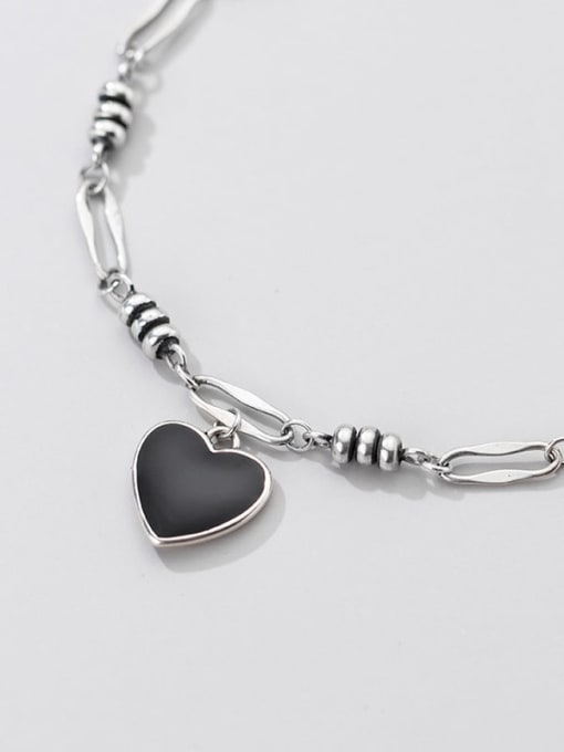 Rosh 925 Sterling Silver Acrylic Heart Hip Hop Link Bracelet 1