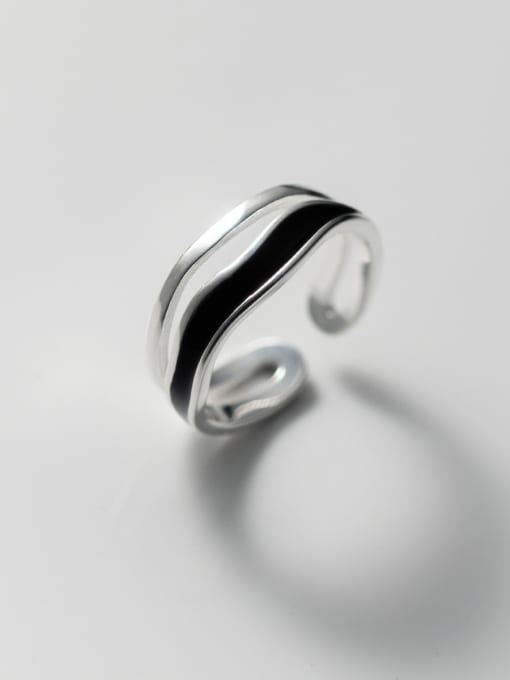 Rosh 925 Sterling Silver Enamel Geometric Minimalist Stackable Ring 0