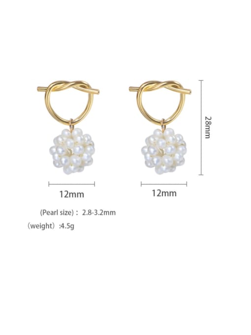 golden Brass Freshwater Pearl Bowknot Vintage Stud Earring