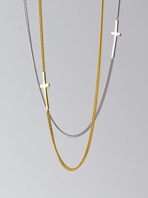 Rosh 925 Sterling Silver Cross Minimalist Necklace