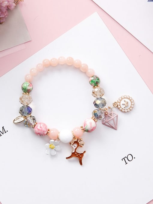 Girlhood Zinc Alloy Imitation Pearl Multi Color Round Bohemia Charm Bracelets 2