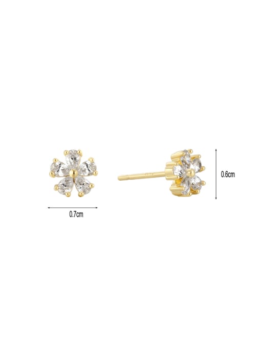 CHARME Brass Cubic Zirconia Flower Dainty Stud Earring 2