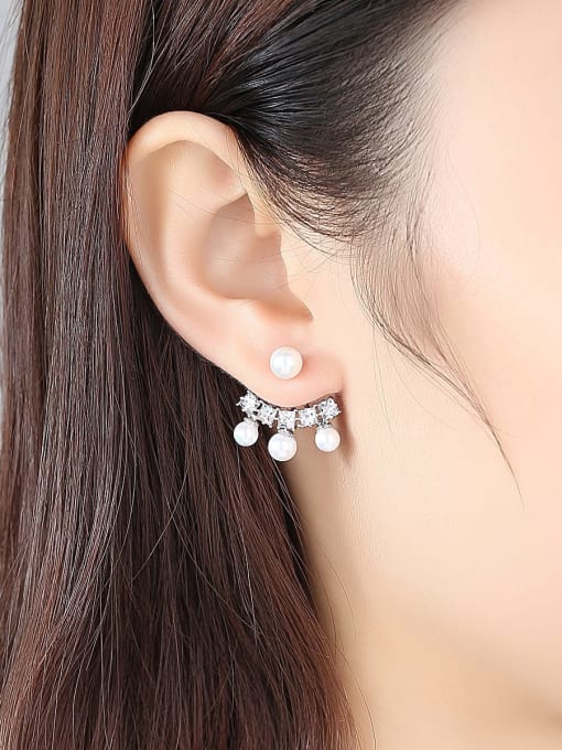 BLING SU Copper Imitation Pearl Friut Cherry  Minimalist Stud Earring 1