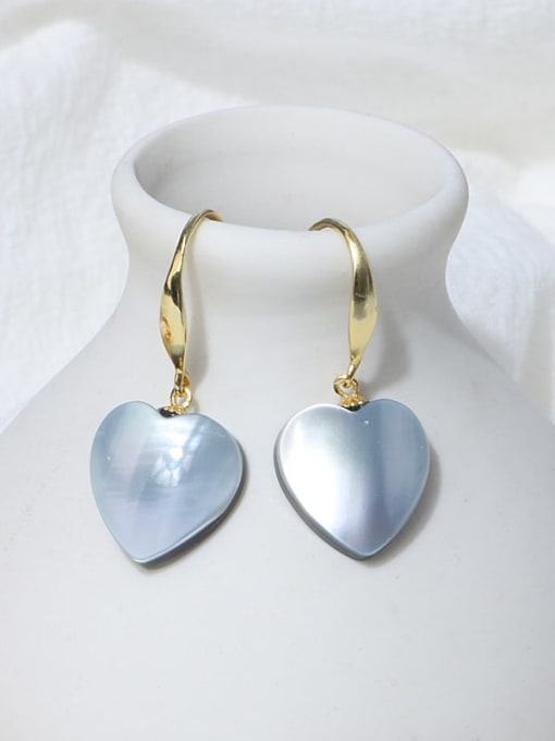 Blue earhook Brass Shell Minimalist Heart Earring and Necklace Set