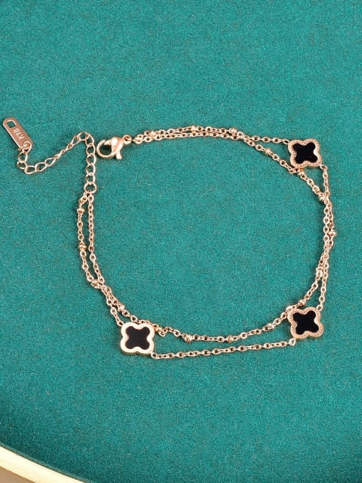 A TEEM Titanium Steel Cubic Zirconia Clover Minimalist Strand Bracelet 0