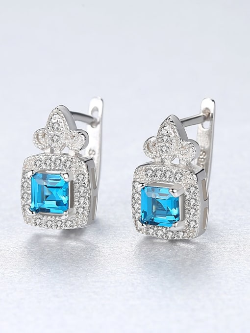 CCUI 925 Sterling Silver Cubic Zirconia  luxurious Square Trend Stud Earring 1