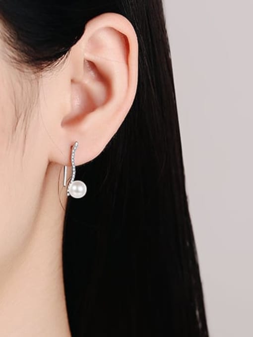 MOISS 925 Sterling Silver Moissanite Round Dainty Hook Earring 1