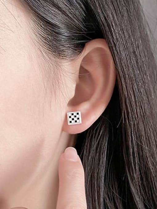 XBOX 925 Sterling Silver Enamel Geometric Minimalist Stud Earring 1