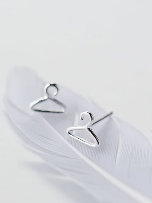 Rosh 925 Sterling Silver Irregular Minimalist Mini Coat Hanger Stud Earring 1