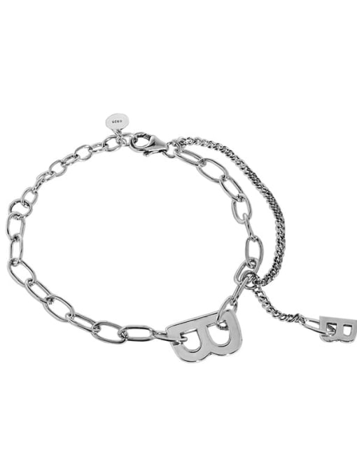 DAKA 925 Sterling Silver Irregular Vintage Hollow Chain Link Bracelet 2