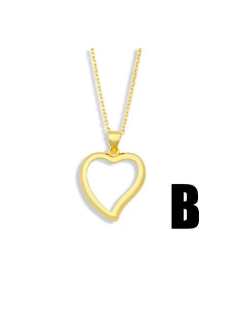 B Brass Hollow Heart Minimalist Necklace